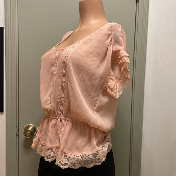Princess Vera Wang Sheer Lace Peplum Blouse Size Medium EUC - Picture 3 of 10